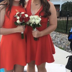 Red Fit and Flare hoco dress with tie back